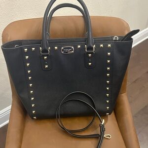 Michael Kors Black Tote with Gold Studs